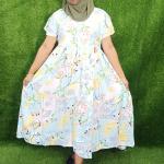 Sky blue colour printed vacation style nighty