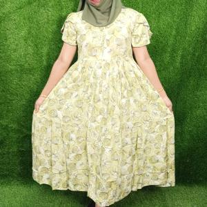 Yellow green print vacation style nighty
