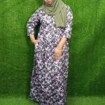 Black printed cotton gown nighty
