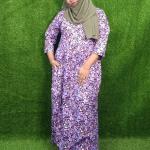 Purple printed cotton gown nighty