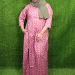 Pink printed cotton gown nighty