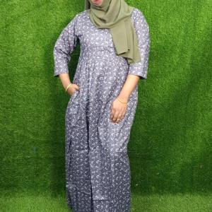 Ash colour print cotton gown nighty