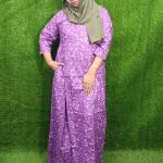 Purple printed cotton gown nighty