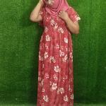 Brick colour floral print frock style nighty
