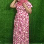 Pink colour floral print frock style nighty